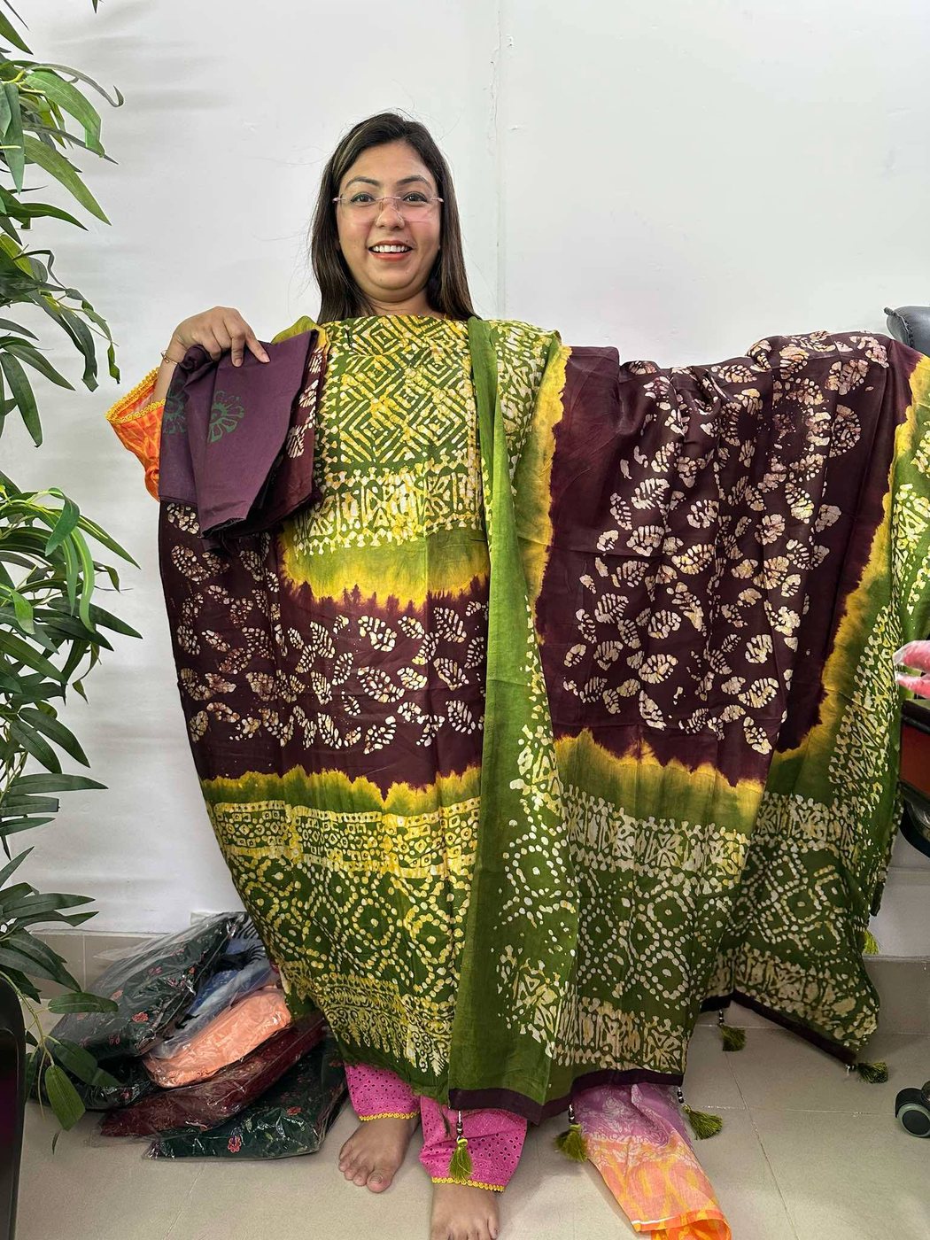 Coffee Green Silk Batik
