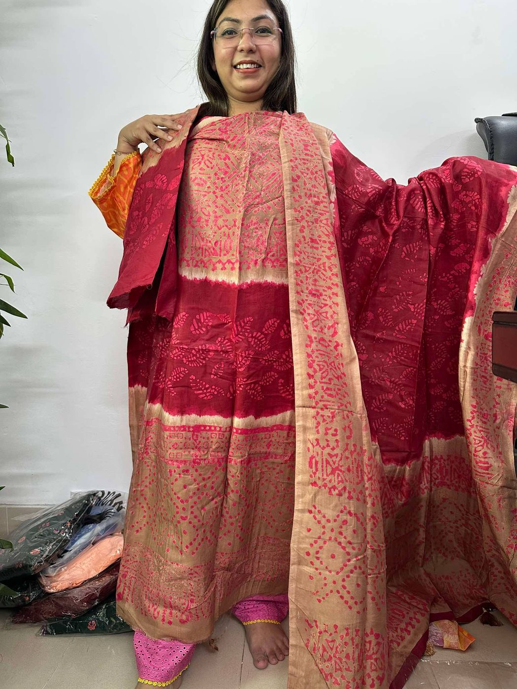 Lal Cream Silk