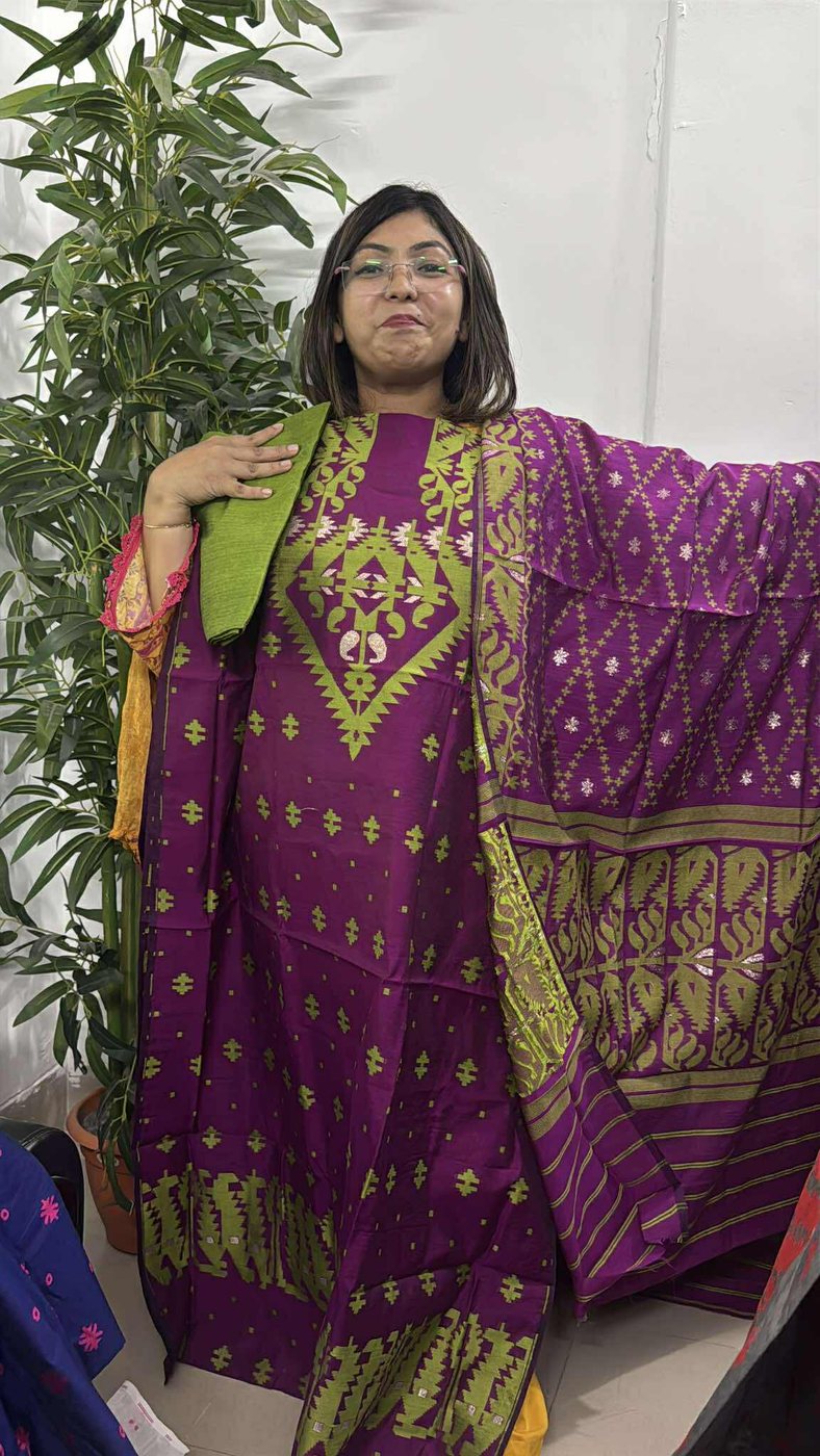 Purple Green Jamdani