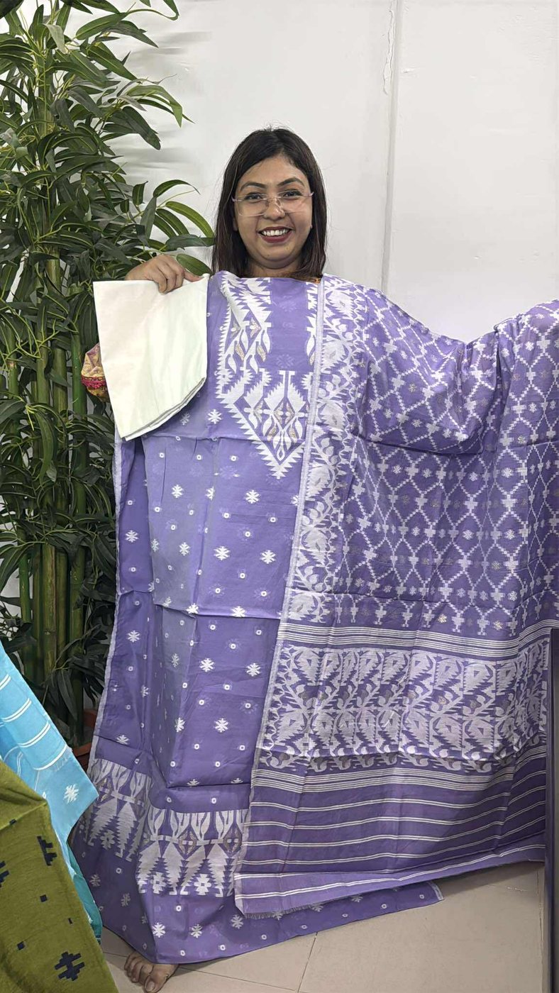 Lavender White Jamdani
