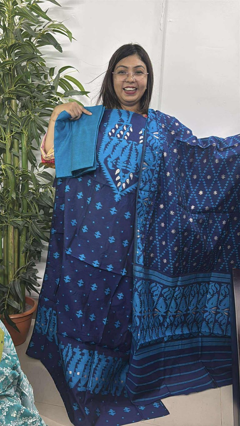 Blue Firoza Jamdani