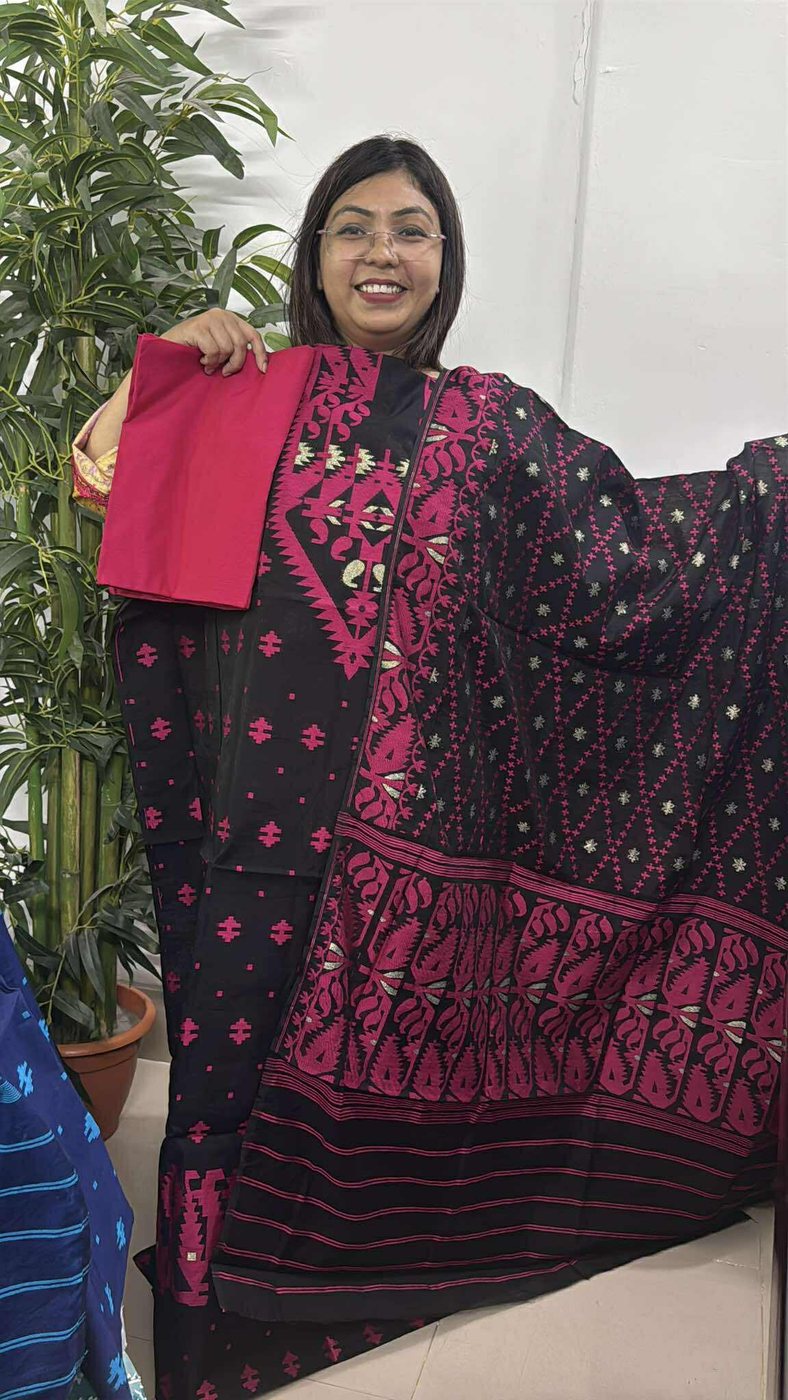 Black Magenta Jamdani