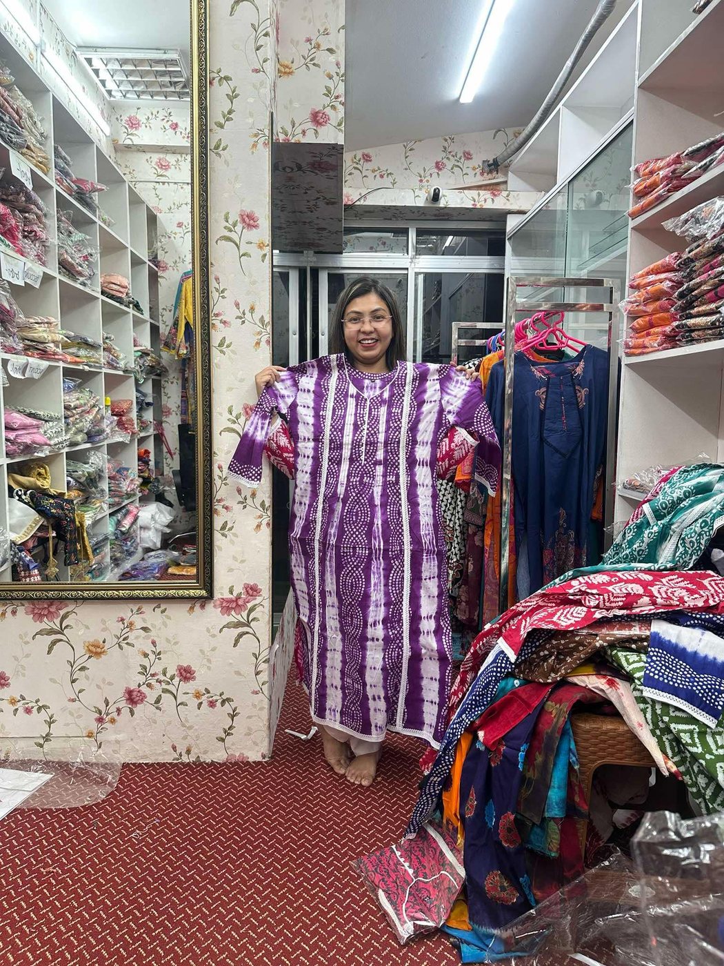 Batik Kurti Purple Pocket